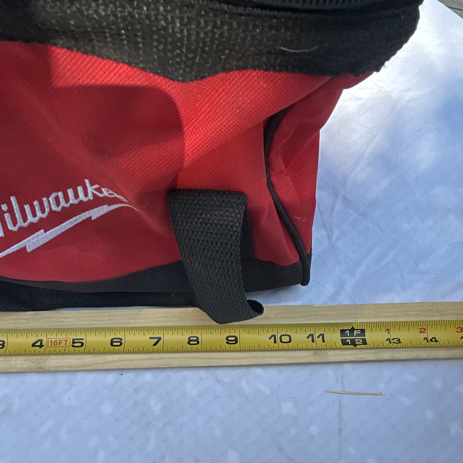 Milwaukee Red/Black Fabric Tool Bag Zipper Closure Dual Handles 11x6x8 in