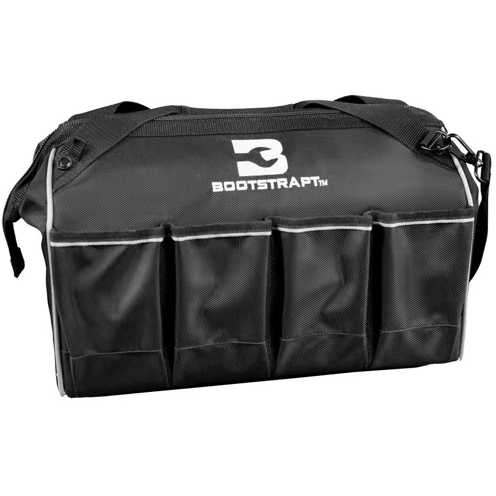 16 In. Large Mouth Tool Bag with Integrated Parts Bin Compartment