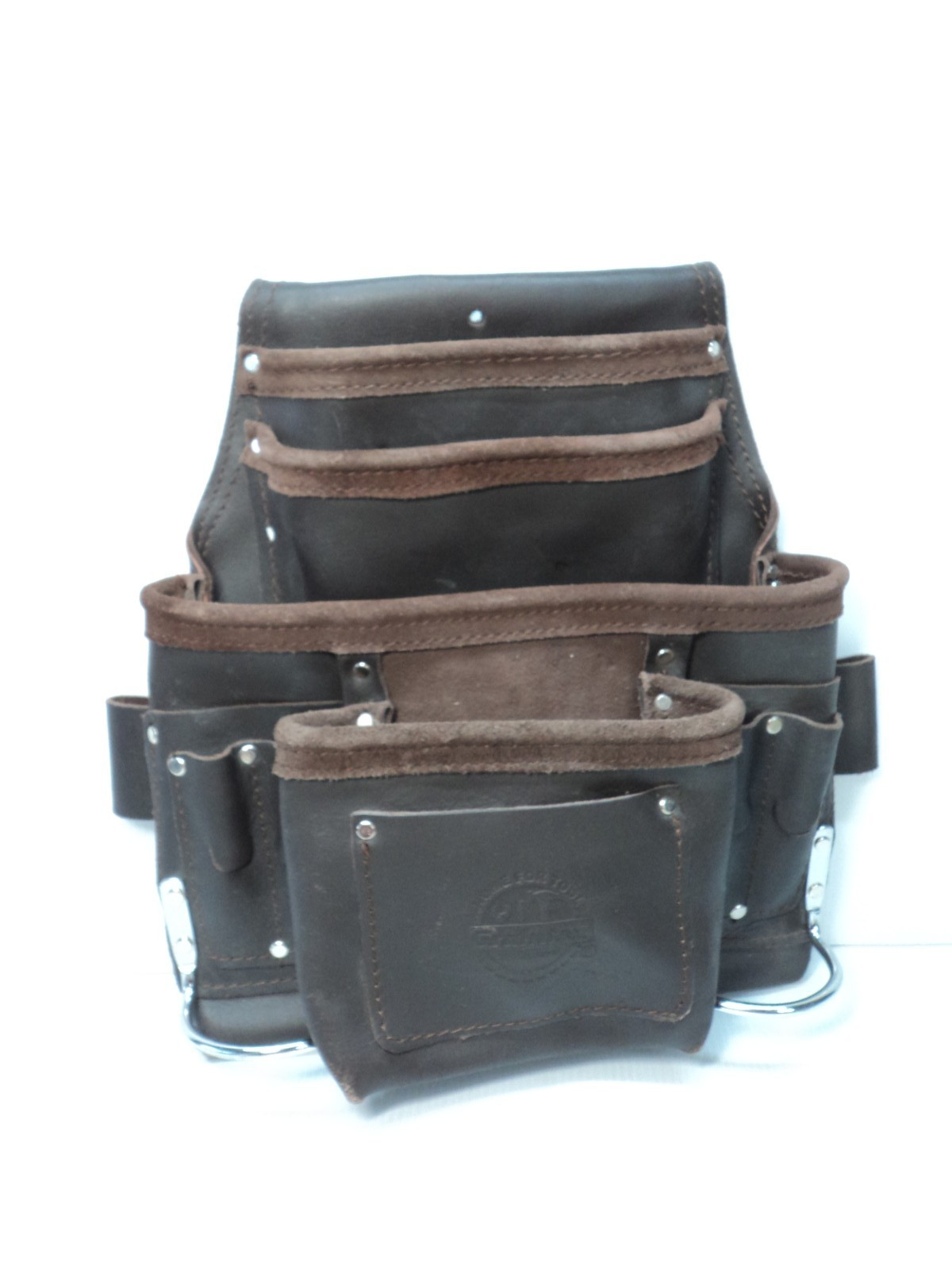 Graintex 10 Pocket Industrial Leather Nail & Tool Pouch w/2 Hammer Rings, Brown