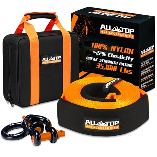 Heavy Duty Tow Strap Recovery Kit: 3 inch x 20ft (35,000lbs) 100% Nylon and