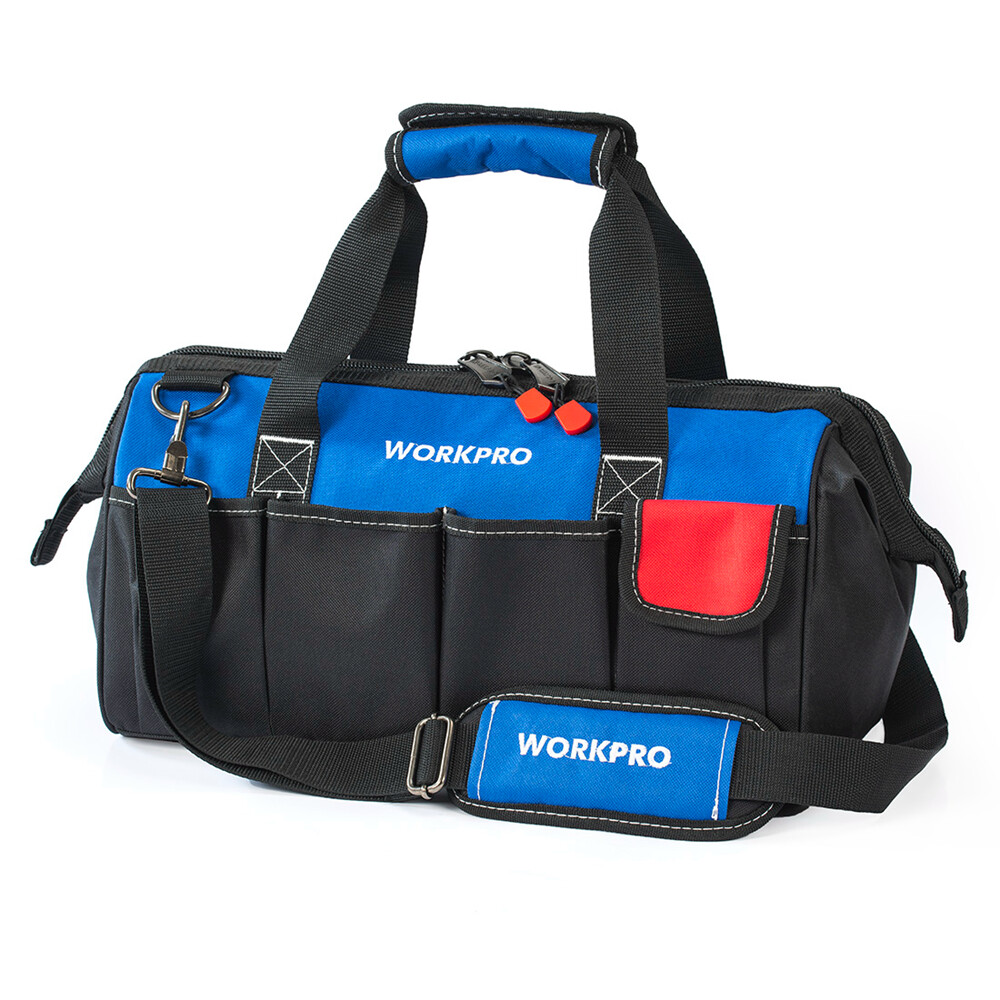 WORKPRO 18inch Close Top Wide Mouth Storage Tool Bag w/Adjustable Shoulder Strap