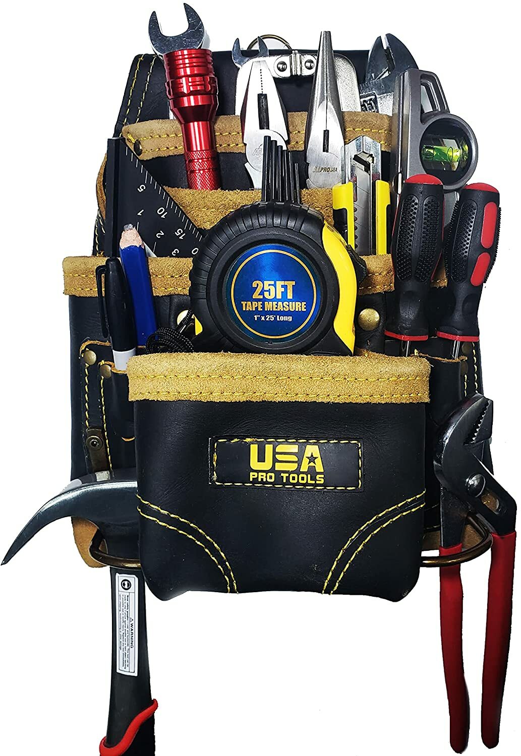 13 POCKET TOP GRAIN LEATHER FRAMER CARPENTER FASTENER TOOL BAG BELT TOOL RIG SET