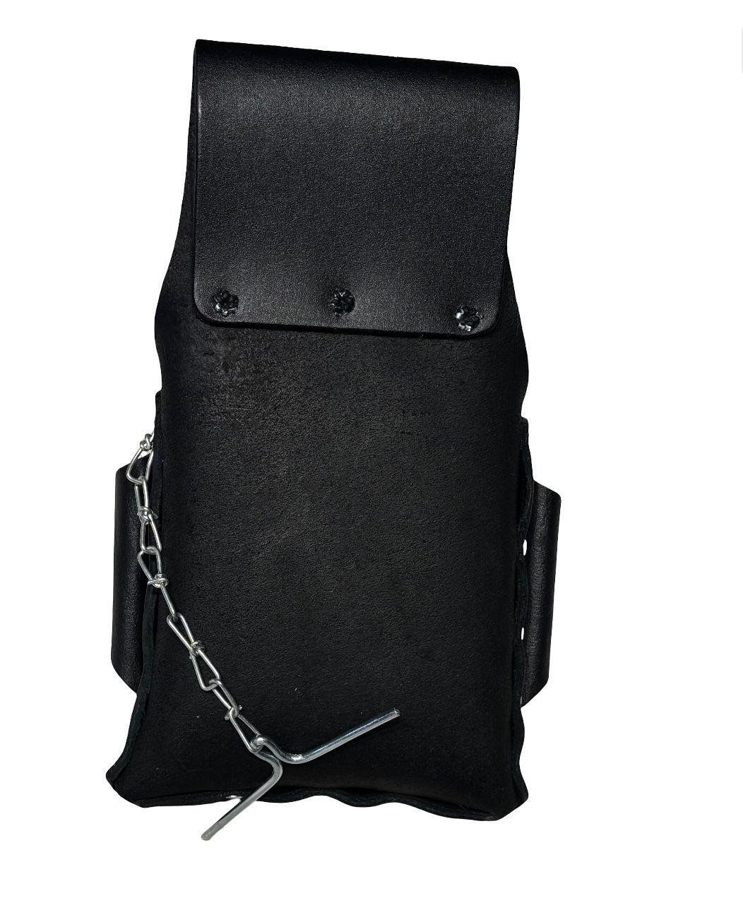 Wide Brown Leather Tool Pouch: 5-Pocket Electrician’s Belt
