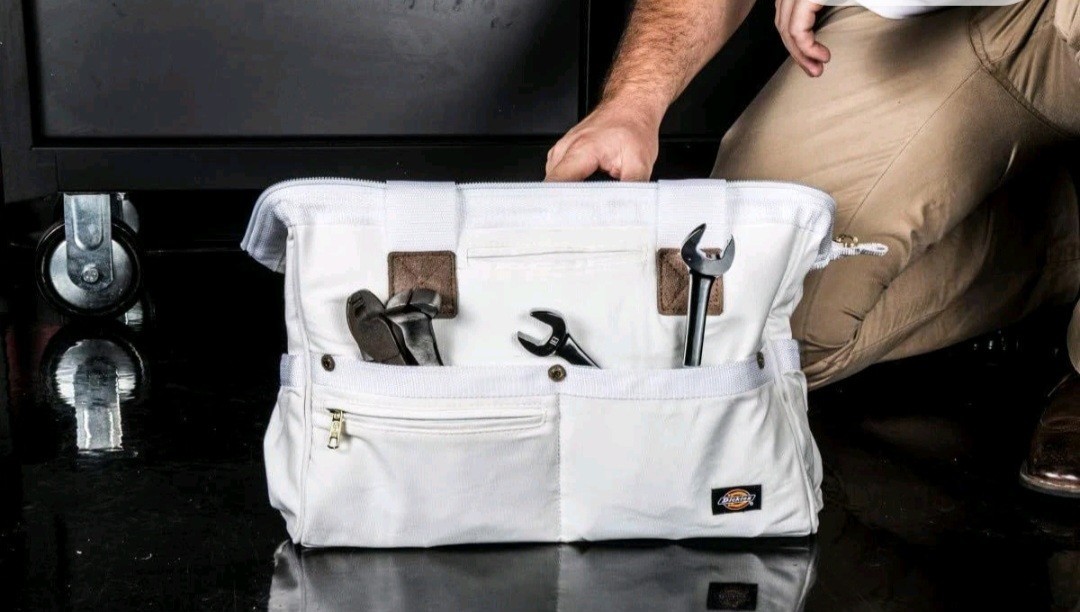 Dickies 16-Inch Durable Canvas Work Bag for Painters, Carpenters, and White