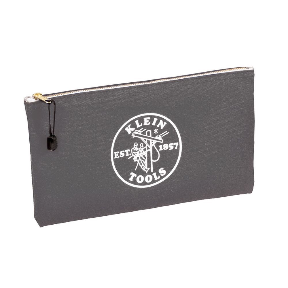 Klein Tools Nylon Canvas Zipper Pouch, Divided Zip Black Bag, Various Use