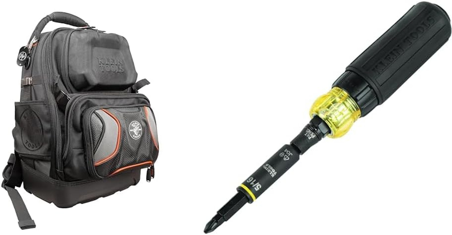 48-Pocket Electrician Tool Backpack with 11-in-1 Screwdriver & Nut Driver