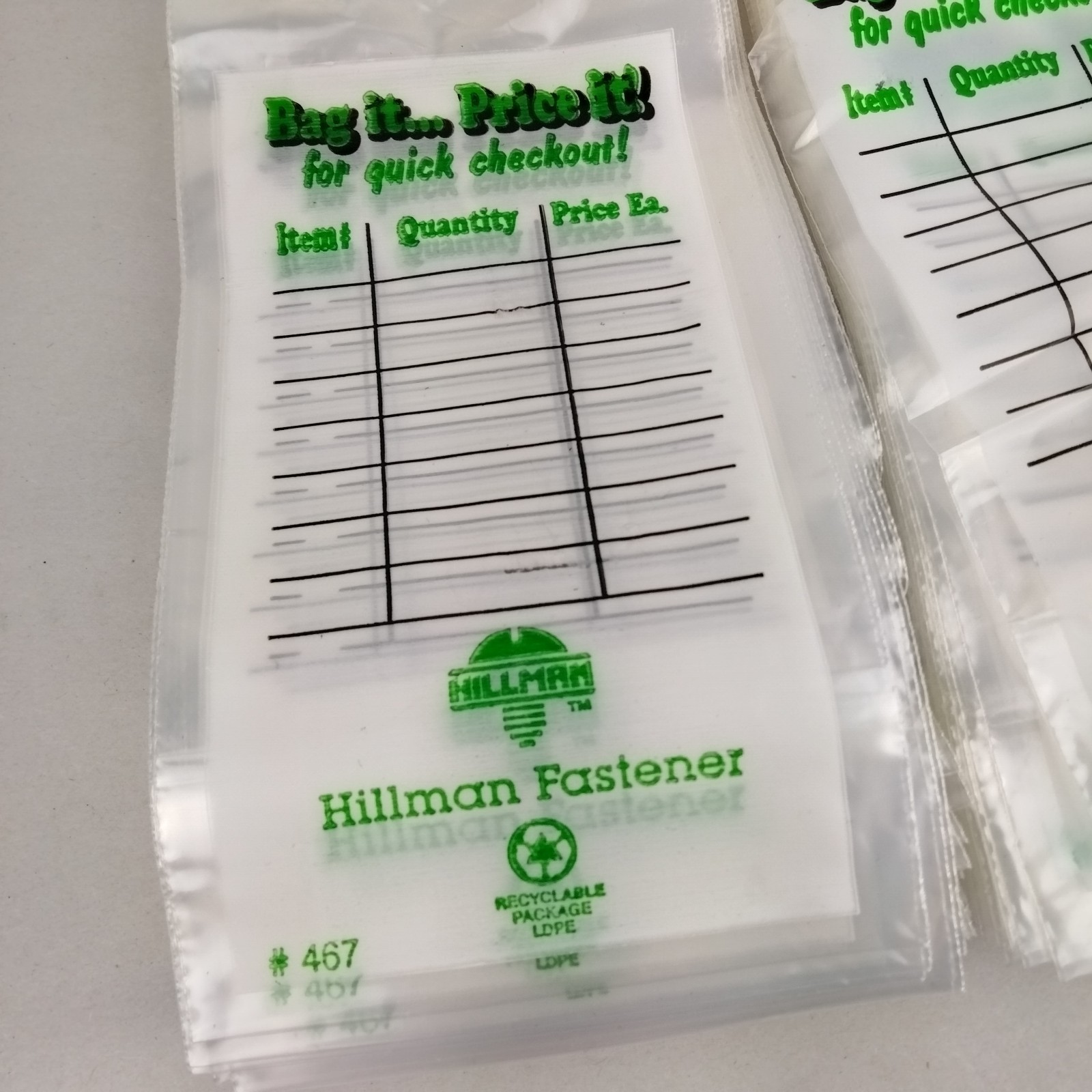Hillman 467 Self-Service Plastic Fastener Bags 4″ x 8″ (100 Pack) Lot Of 2