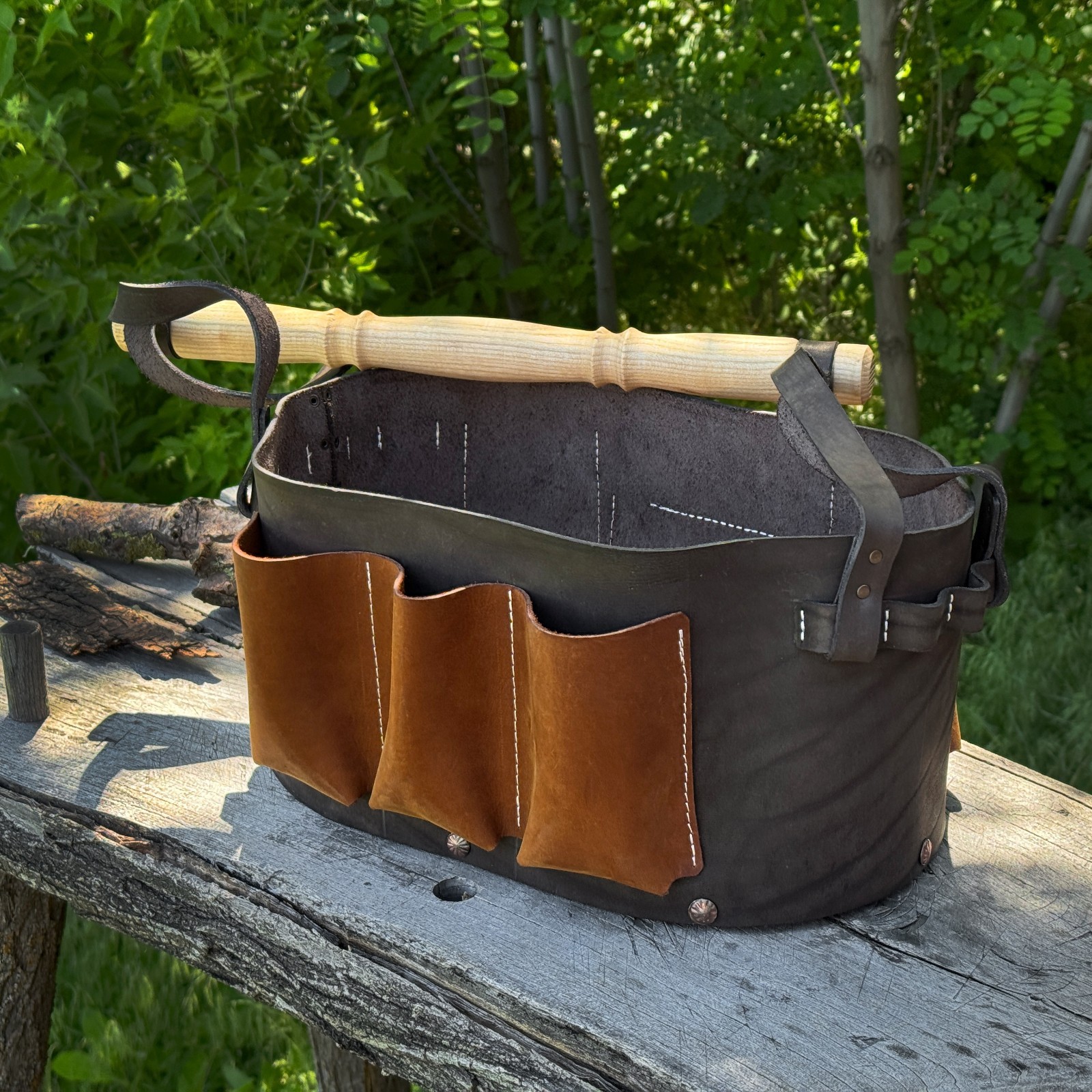 Genuine Leather Tool Organizer, Carry Bag for Woodworking and Garage Tools