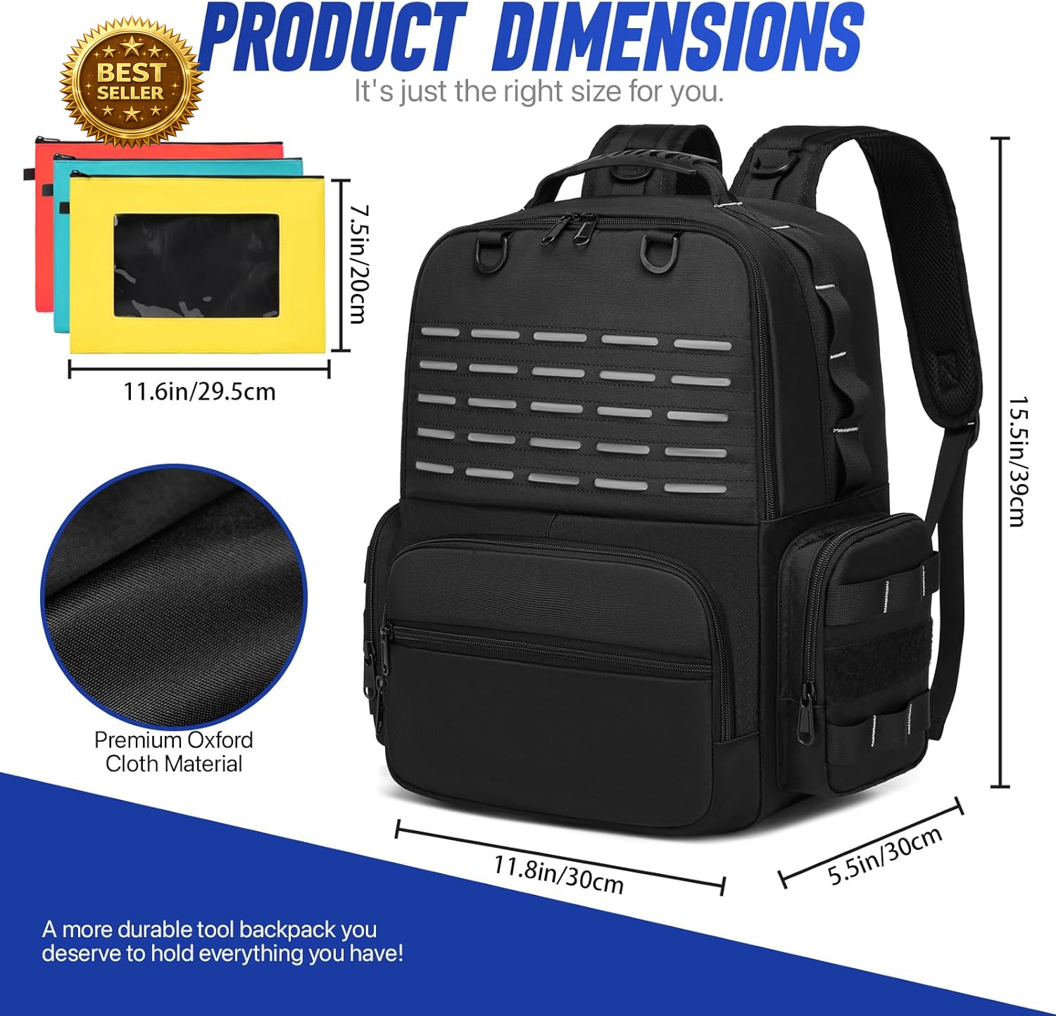 Heavy Duty Tool Backpack Organizer Bag Electrician Construction Storage