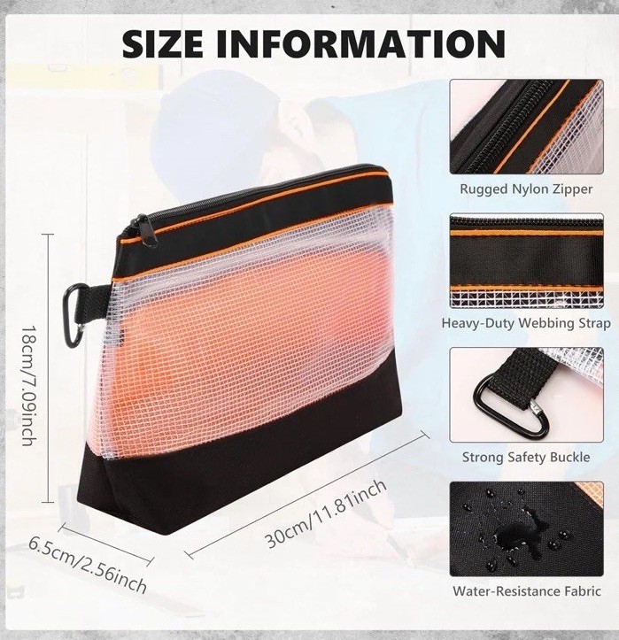 Heavy Duty Waterproof Zipper Tool Pouch – Multi-Use Organizer (Single Unit)