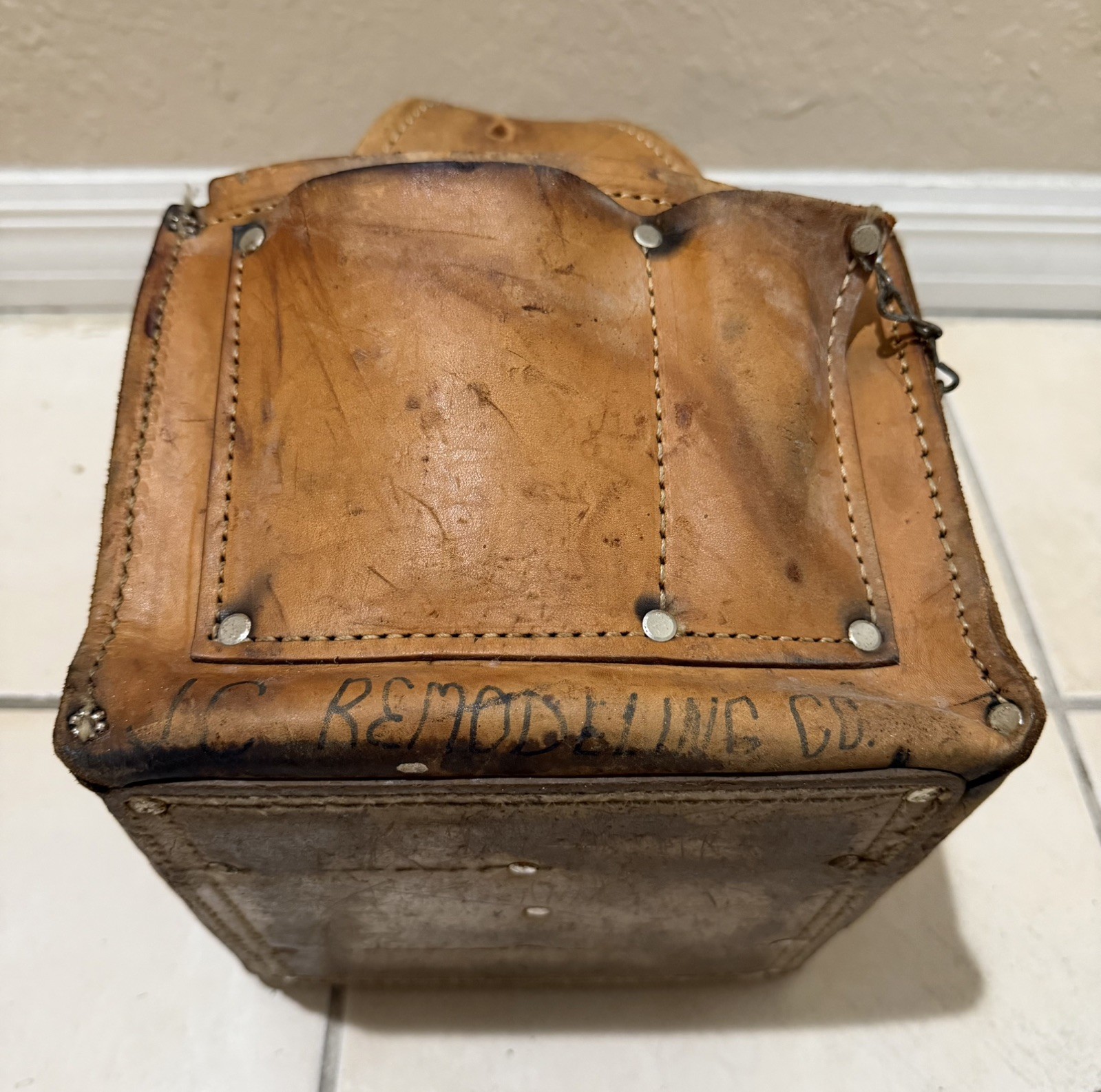 LEATHER TOOL BAG service repairman Pouch CADDY electrician ideal tote vintage