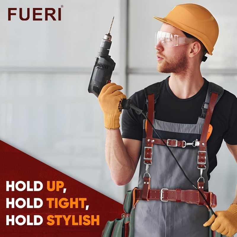 FUERI Tool Belt Men Heavy Duty, Green and Maroon Tool Belt Suspender