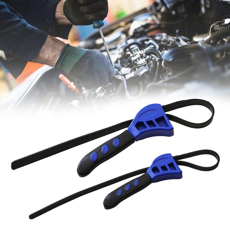 Pack Of 2 Adjustable Rubber Strap Wrenches For Plumbing And Automotive Use
