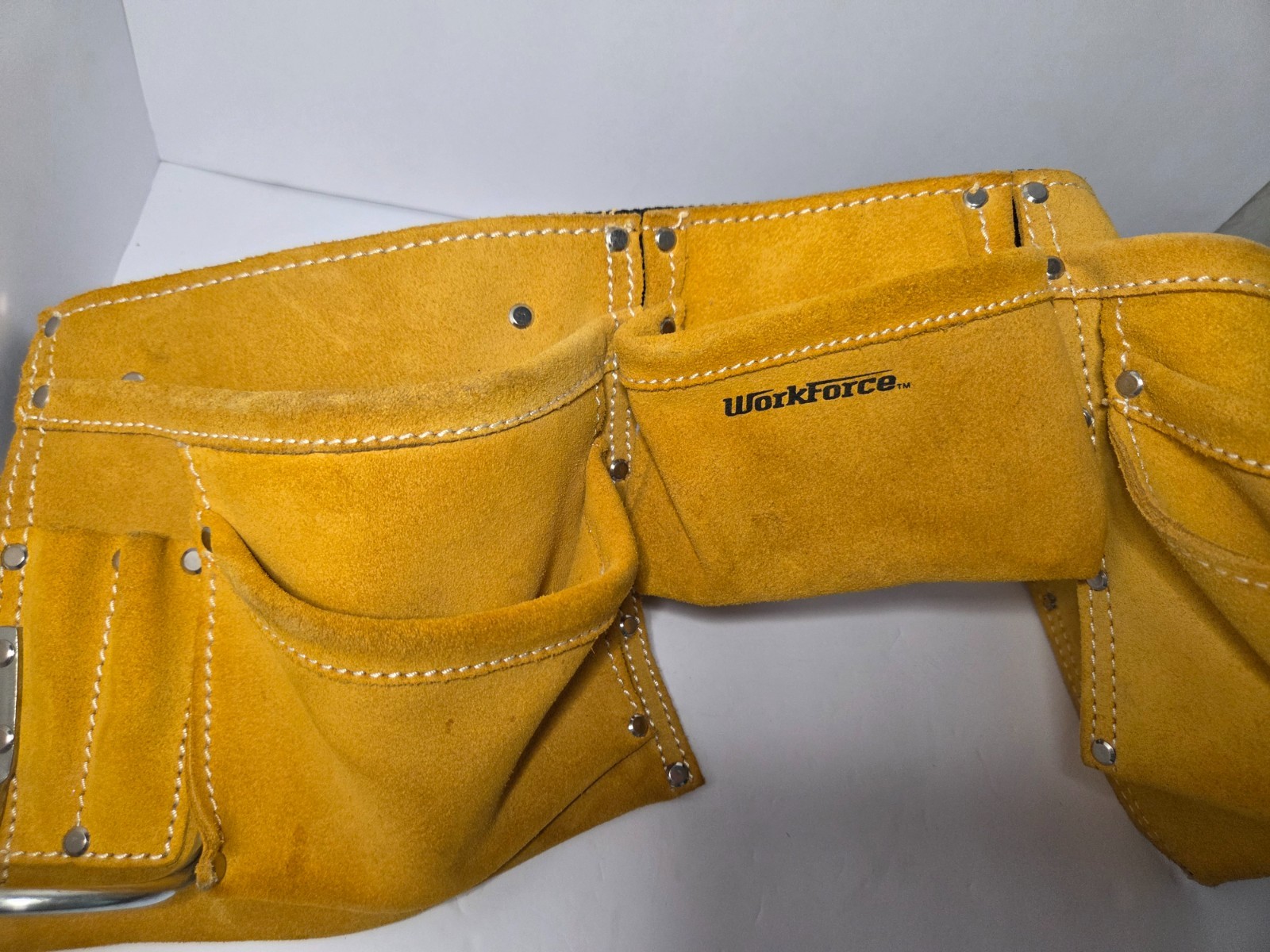 Workforce Heavy Duty Yellow Suede Leather Tool Belt Multi Pocket Construction