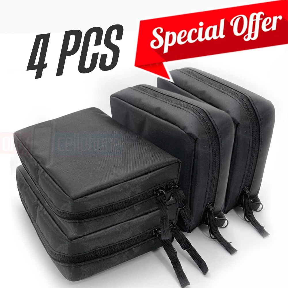 Lot of 4 Small Tool Pouch Zipper Utility Multipurpose Storage Bag Tote 6×4.5×2