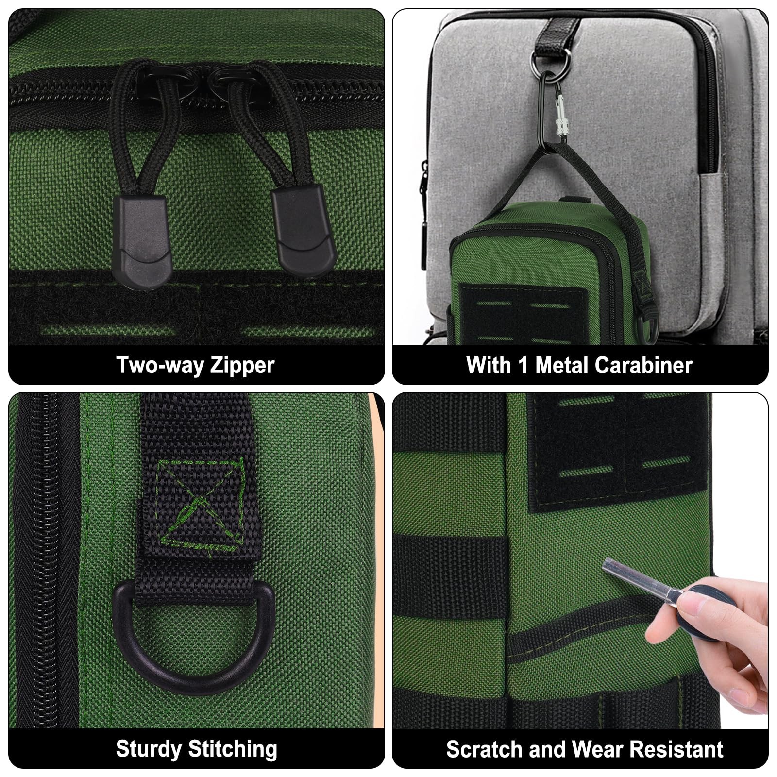 Heavy Duty Small Tool Bags for Men 12.2 x 5 x 4 inches, Black + Army Green