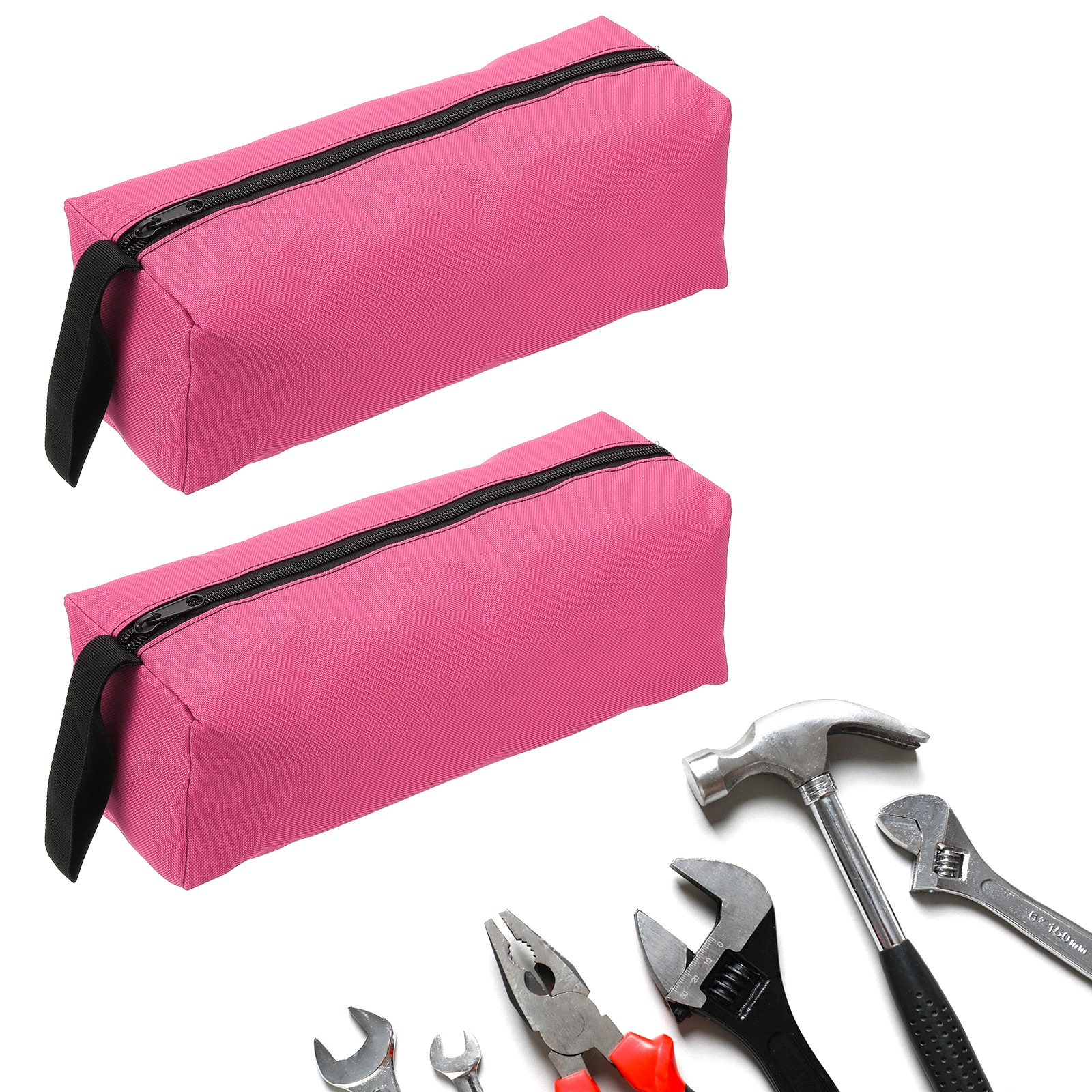 2pcs Zipper Utility Tool Bag 11.8x4x4 Inch Multi-purpose Tote Bag Pink