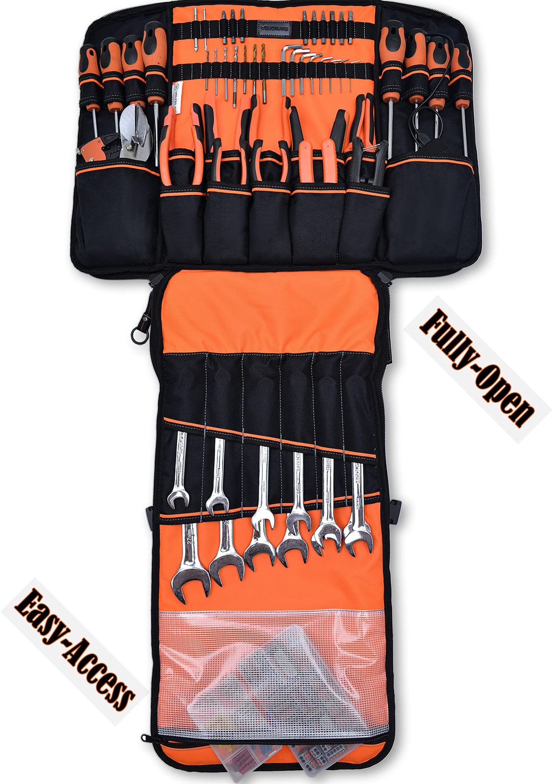 WELKINLAND Full-Open Tool backpack, backpack 20-Inch, Black w/ Orange