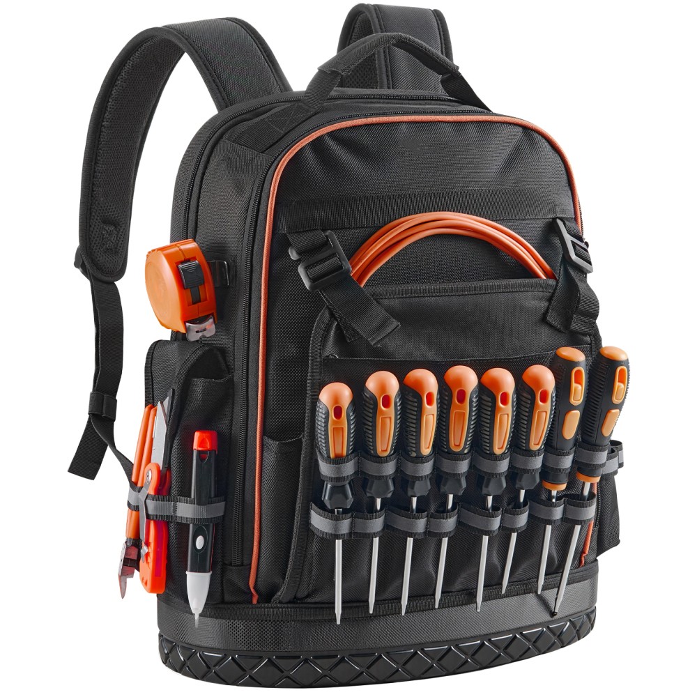 Tool Backpack 64 Pockets Tear-resistant Jobsite Organization Bag for Electrician