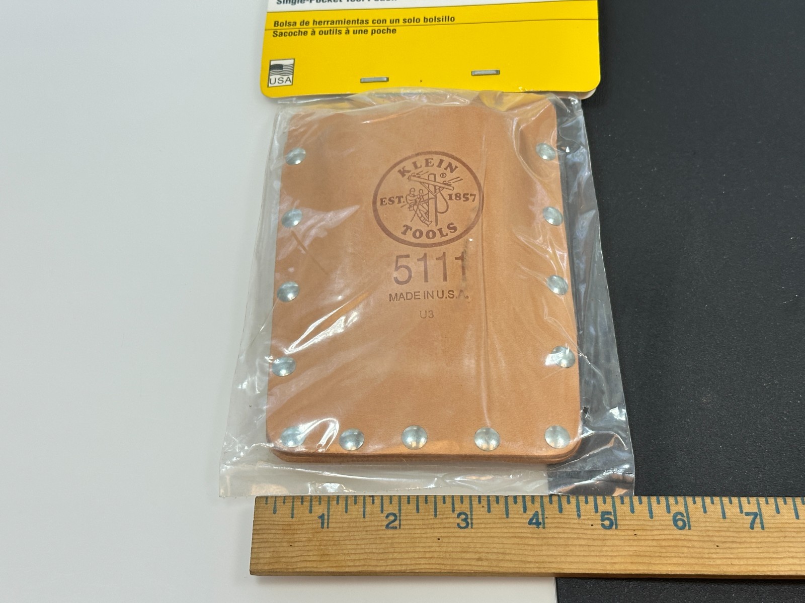 🇺🇸 Klein Tools USA 5111 Single Pocket BROWN (Rare) Leather Tool Pouch, NOS NEW