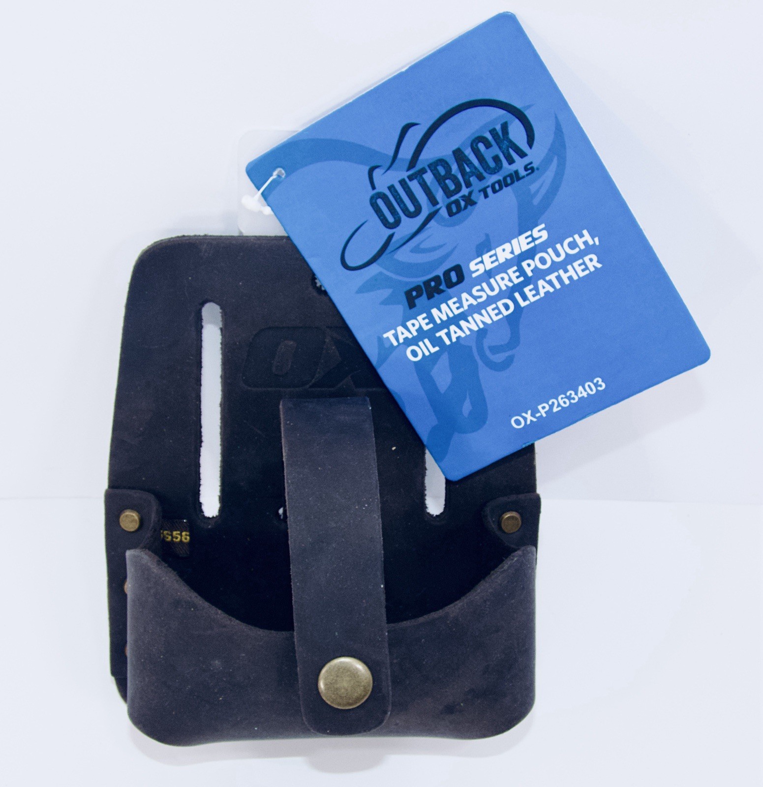 Outback OX Tools Pro Series Tape Measure Pouch Oil Tanned Leather Black 2″ Belt