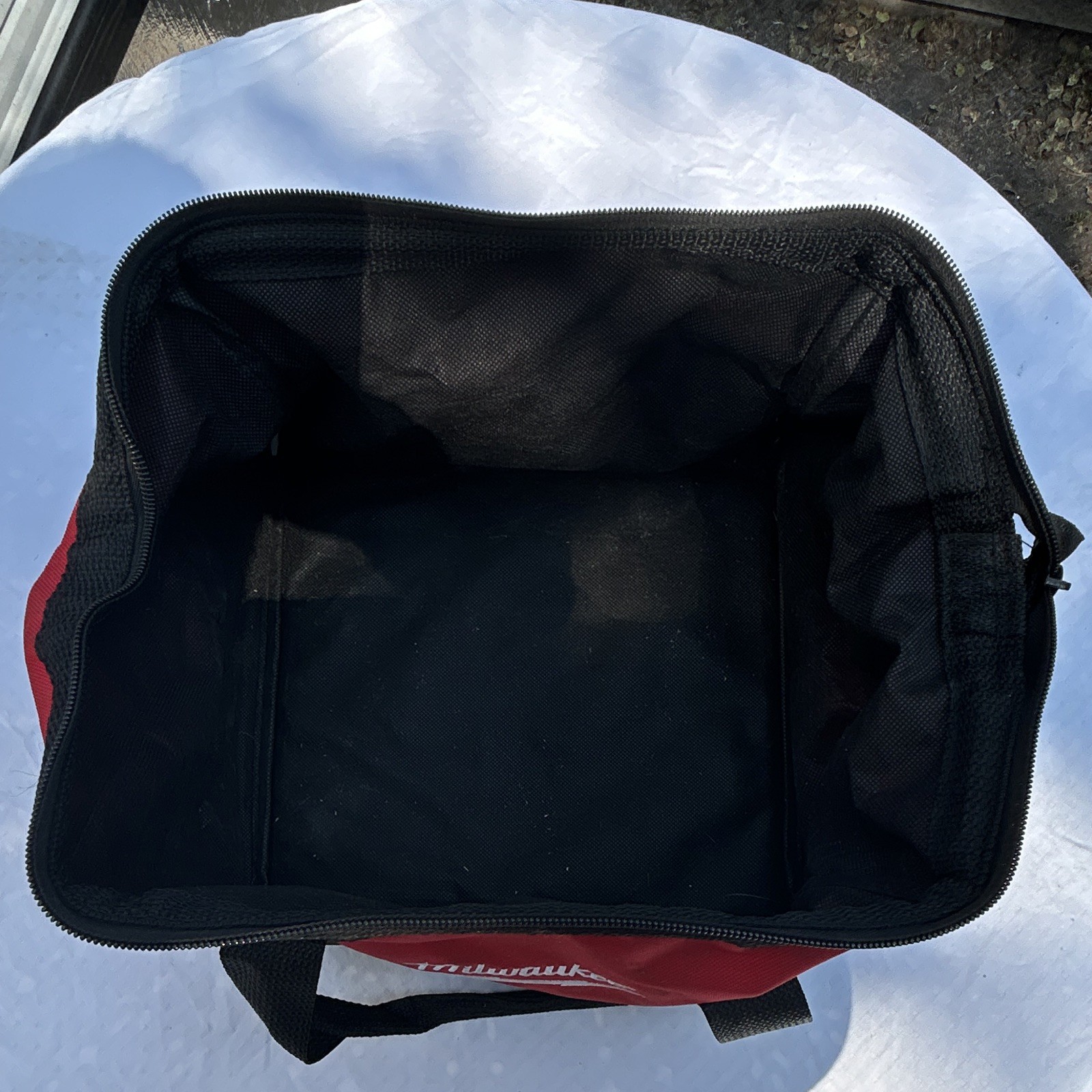 Milwaukee Red/Black Fabric Tool Bag Zipper Closure Dual Handles 11x6x8 in