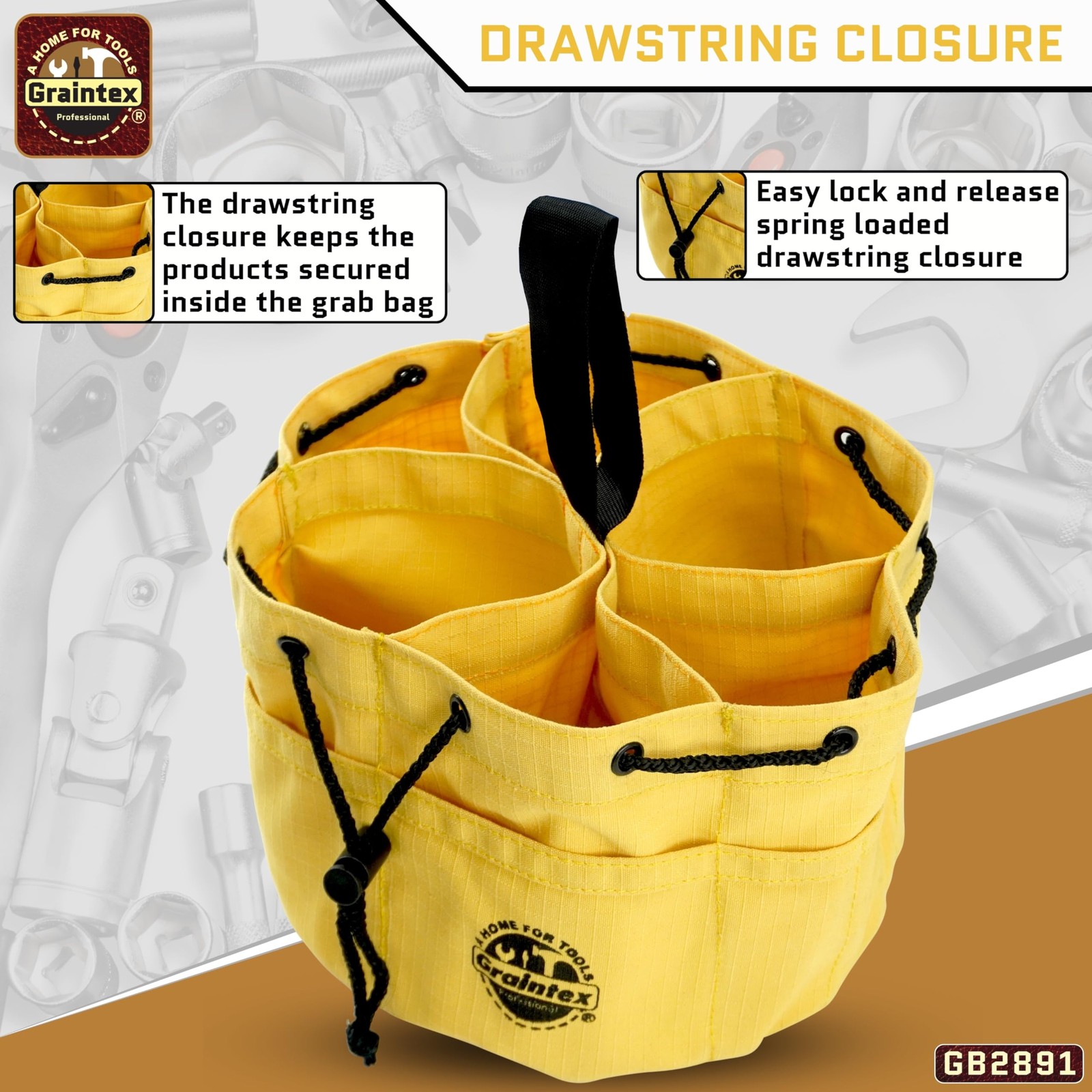 18 Pockets Grab Bag Rip-stop Canvas Drawstring Closure, Small Part Organizer …