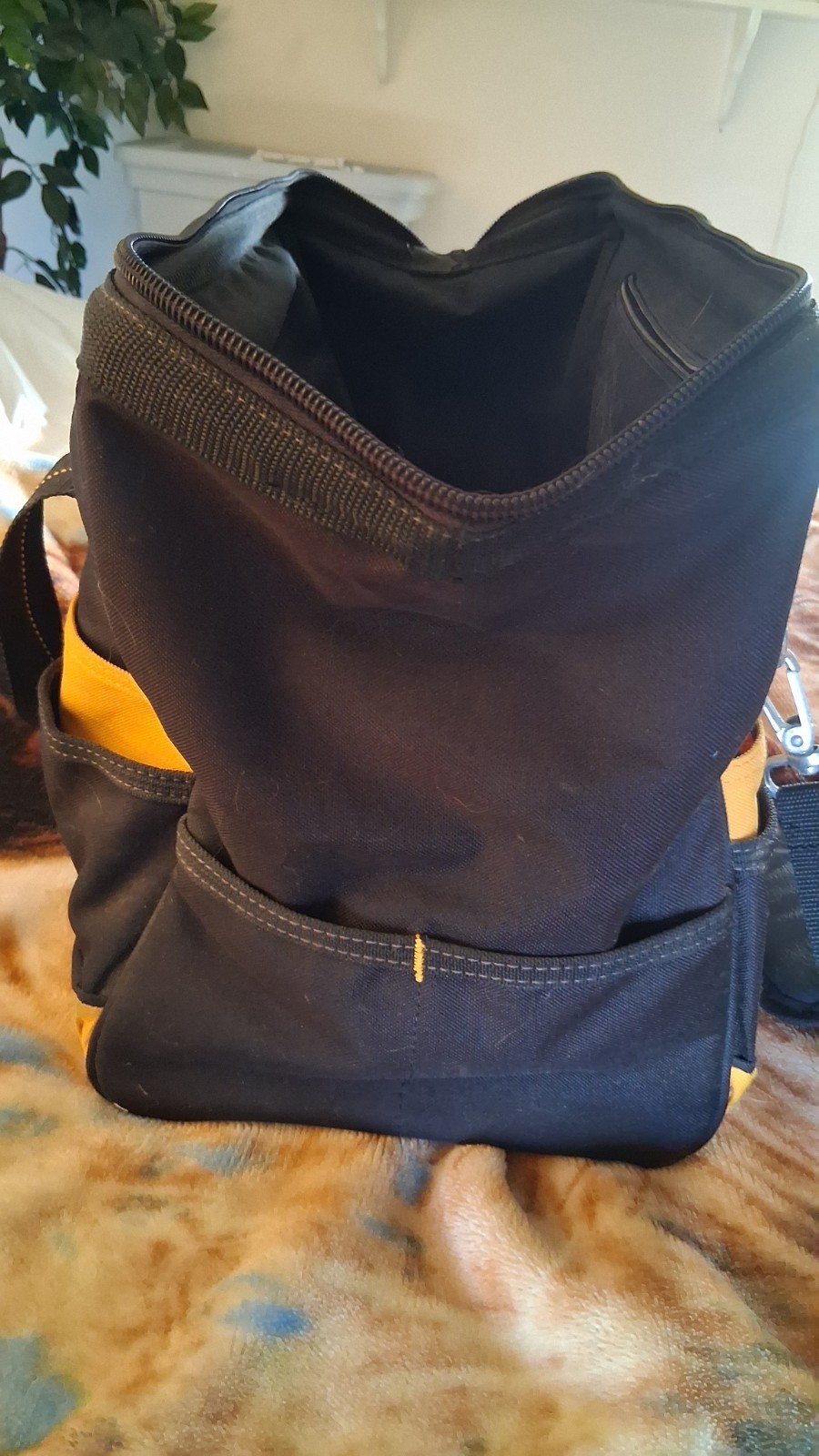 DEWALT Black/Yellow Zippered Tool Bag with Shoulder Strap and Handle, 1 Item