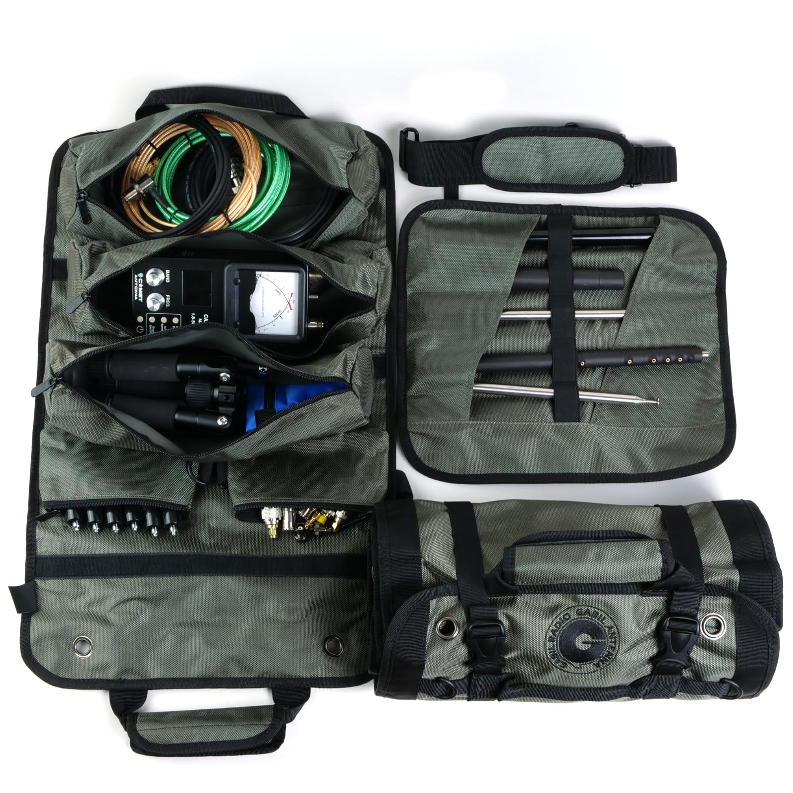 Gabil GR-ARB01 Antenna Roll Bag for Ham Radio – Army Green 1680D Organizer
