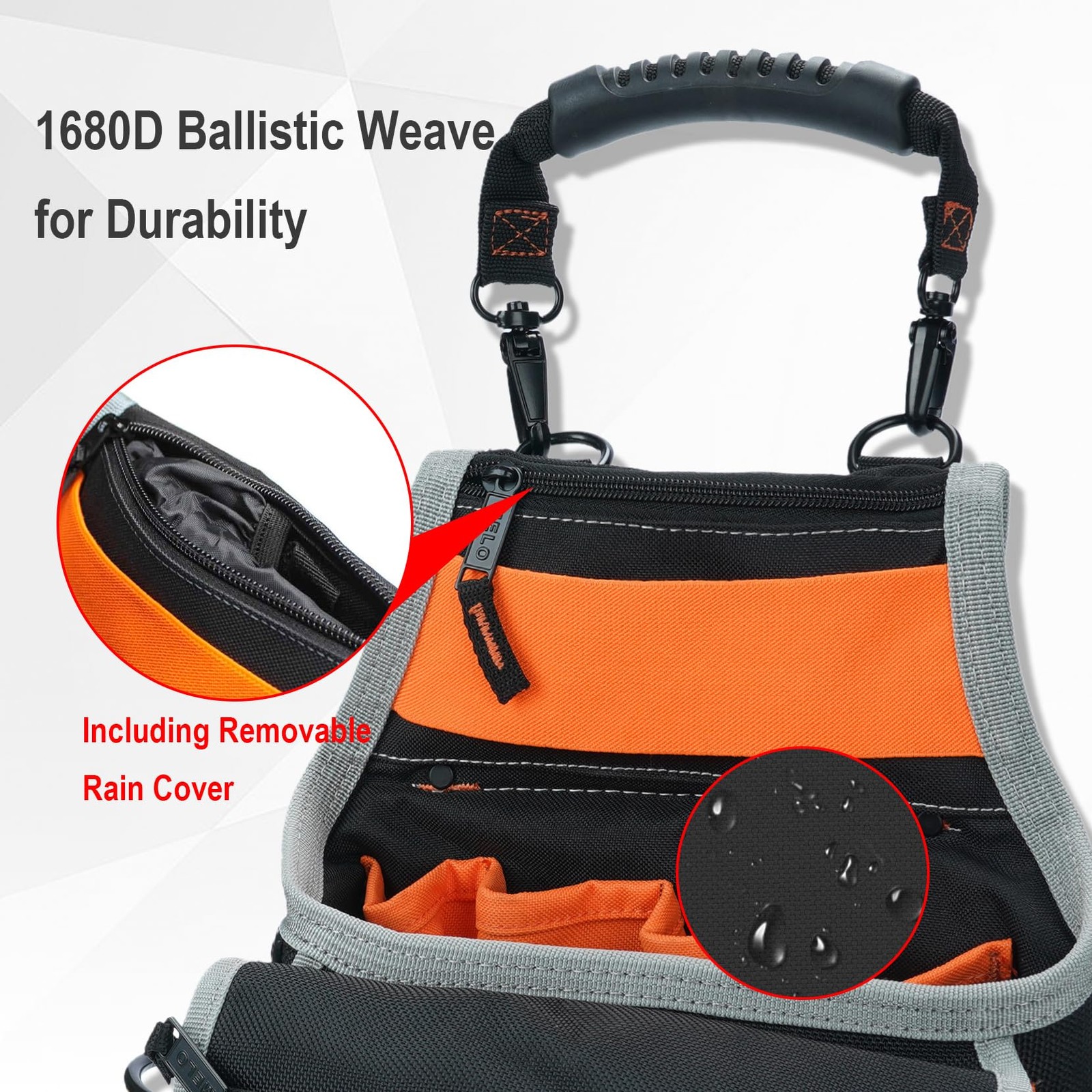 MELOTOUGH Electrician Tool Pouch Bag with Shoulder Strap 20 One size, BLACK