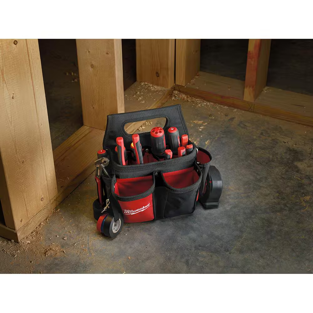 15-Pocket Electricians Tool Holder with Quick Adjust Belt and 6-In-1 Wire Stripp
