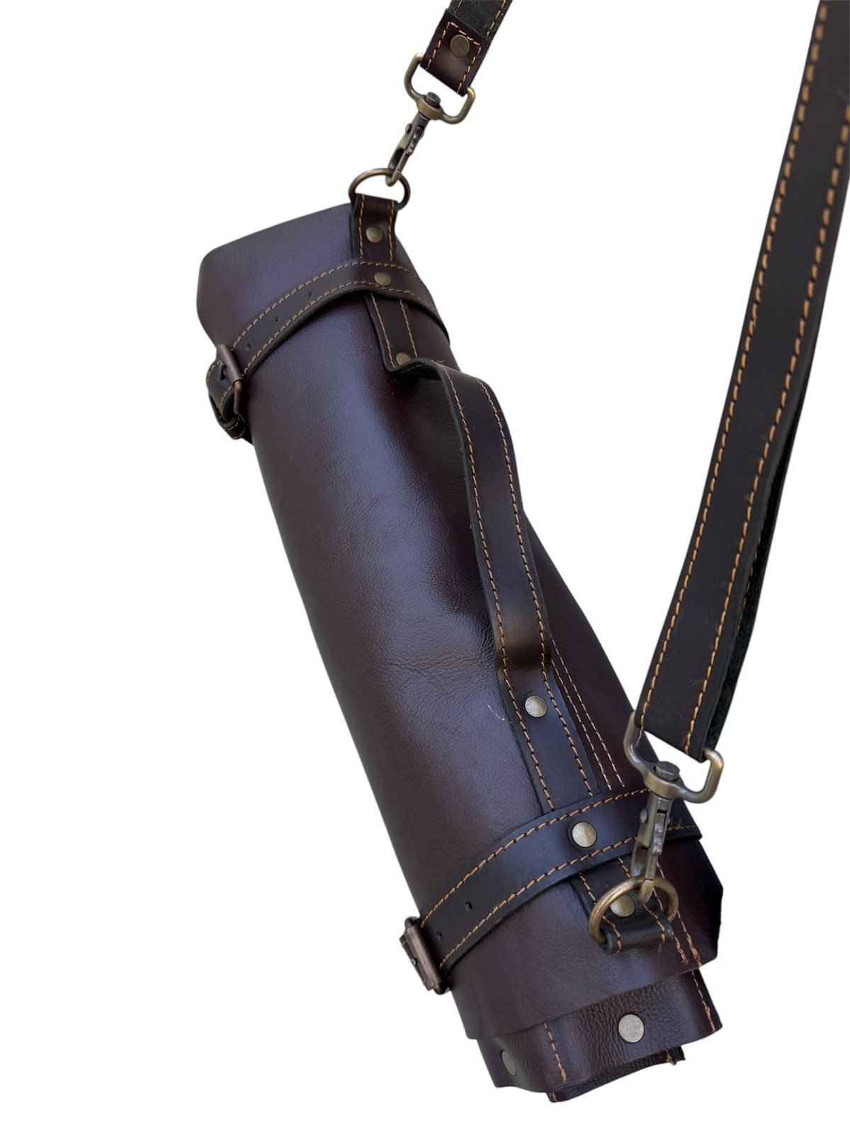 Cowhide Leather Chef knife Roll Bag Portable Storage for Tools Adjustable Strap