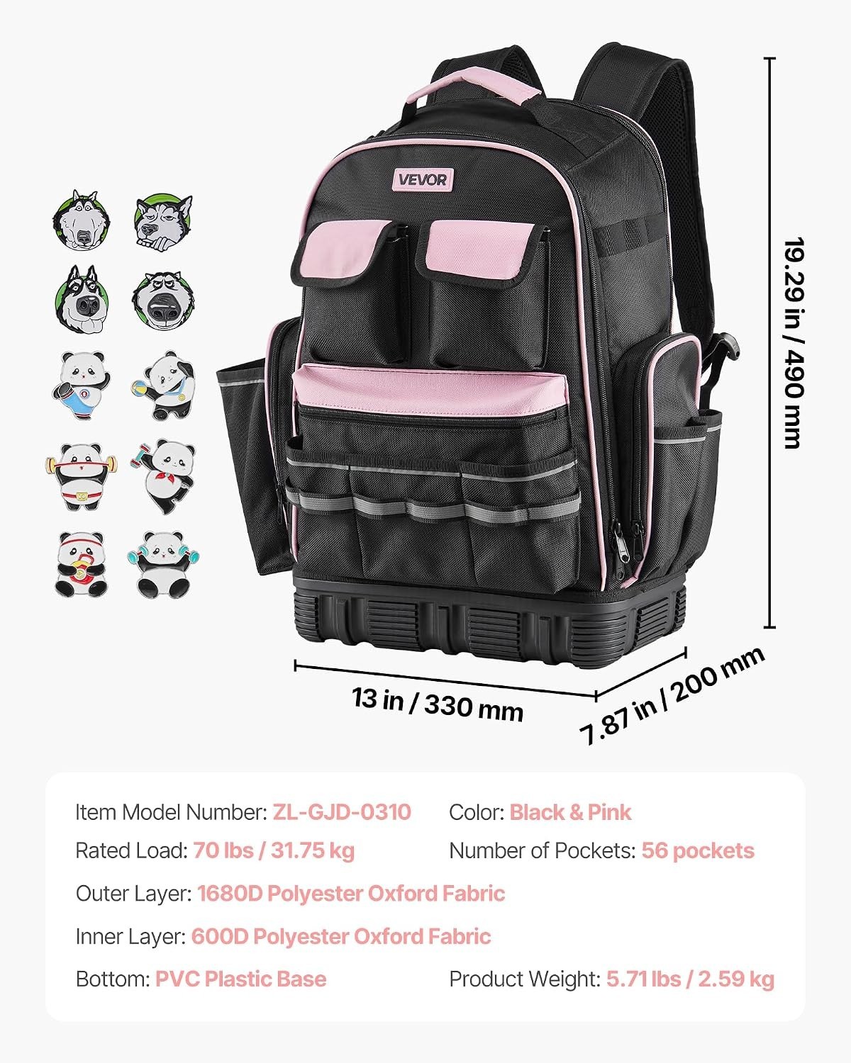 56-Pocket Tool Backpack – Stylish Electrician Organizer with Laptop Compartment