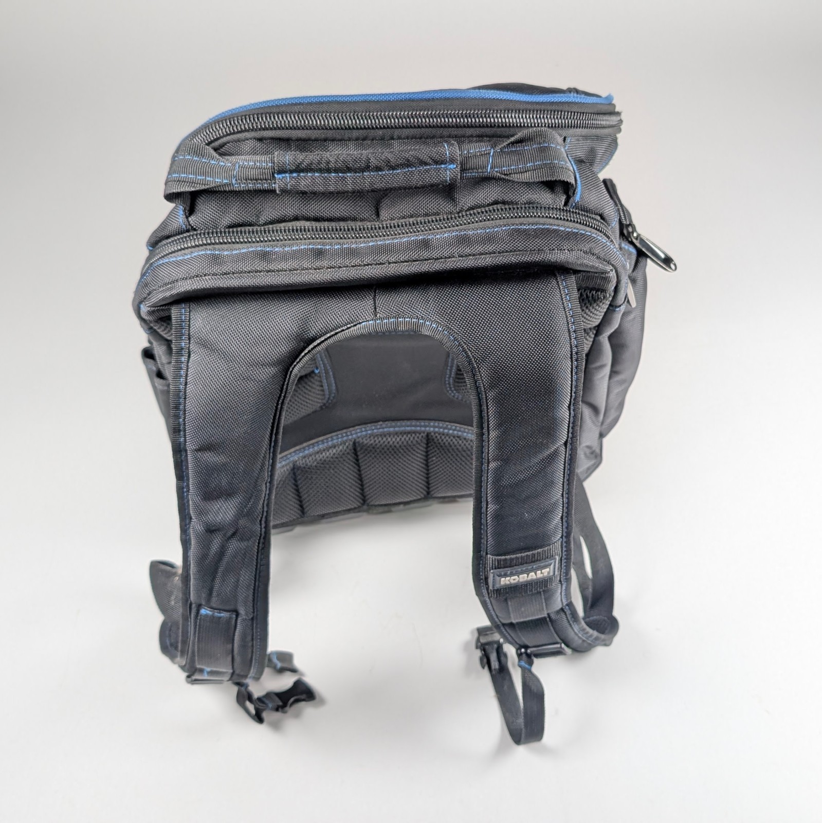 Kobalt Heavy Duty Tool Backpack Black Blue Molded Base Organizer Bag
