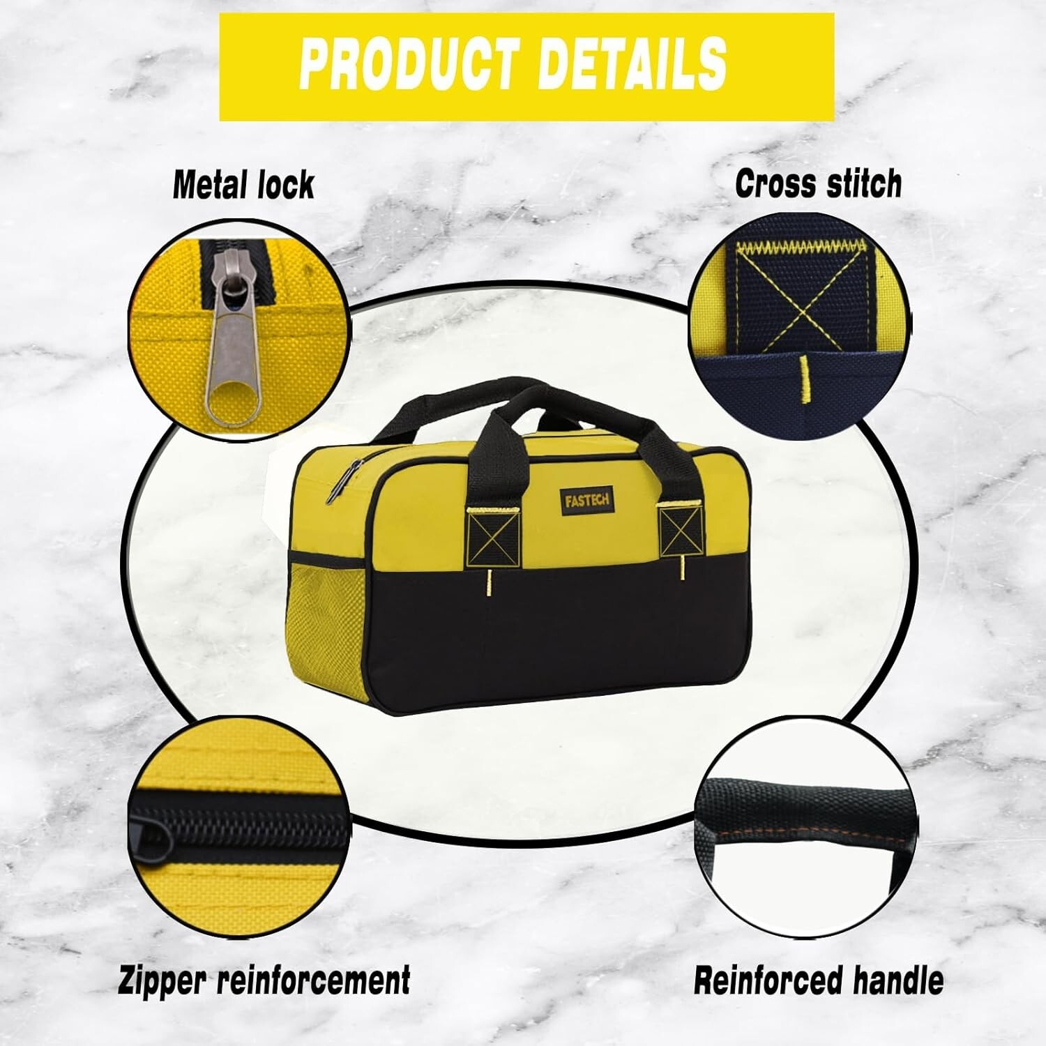 14Inch Small Tool Bag for Men, Large Capacity Wide Mouth Tool Bag, Canvas Tool