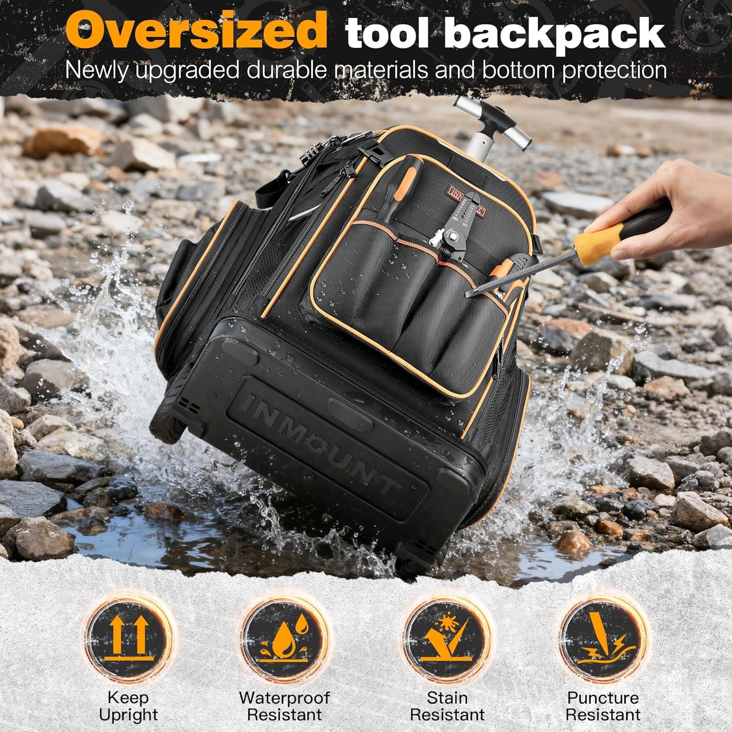 Tool Backpack with Wheels Rolling Organizer Combination Lock