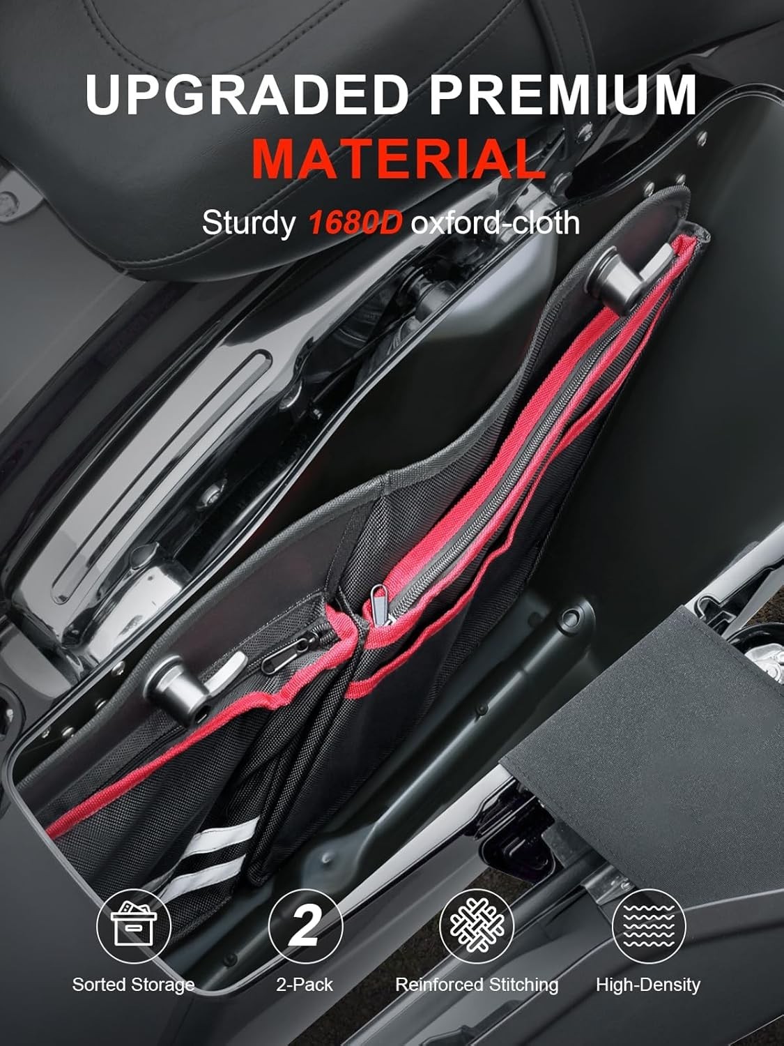 2-Pack Motorcycle Saddlebag Organizer with 2014-2025 Harley Davidson Touring …