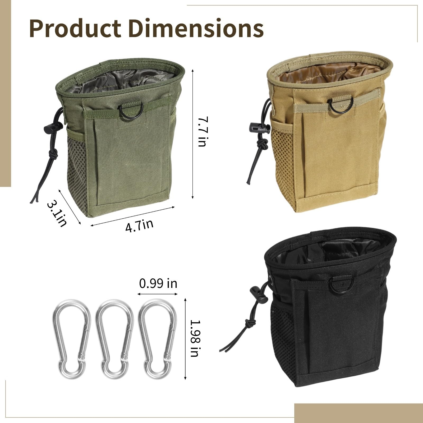 3 Pcs Drawstring Belt Pouch Sets, Compact Recovery Utility Bag, Utility Hip P…