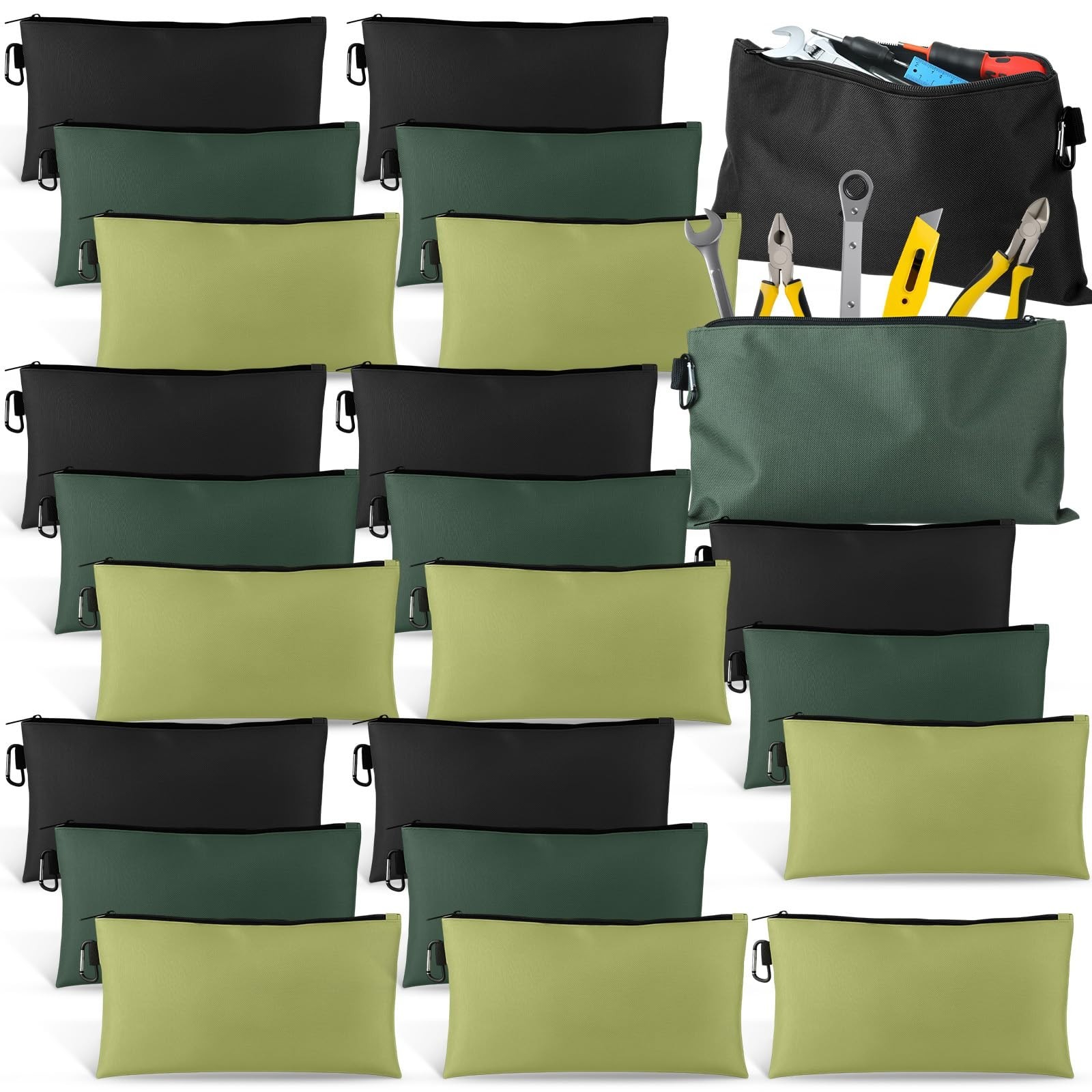 24 Pack Utility Tool Bag Zipper Pouch Set – 12.6″x7.09″ Multipurpose Storage & O