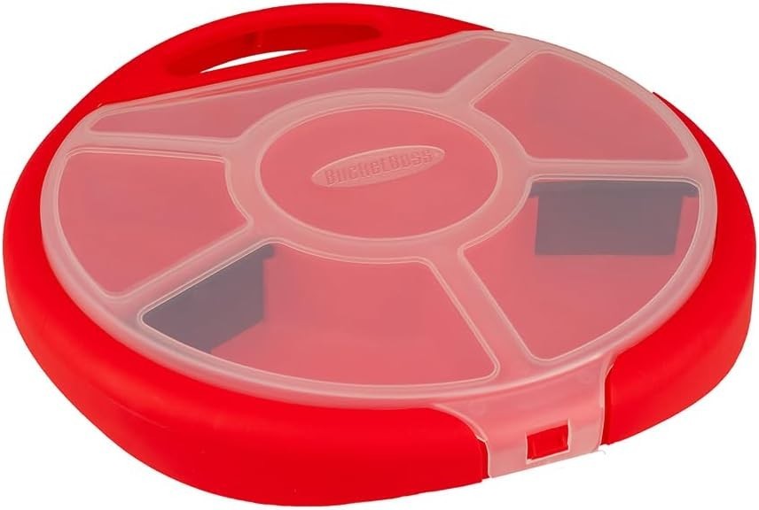 Versatile Small Parts Organizer: 5-Gallon Bucket Seat with 6 Compartments Red
