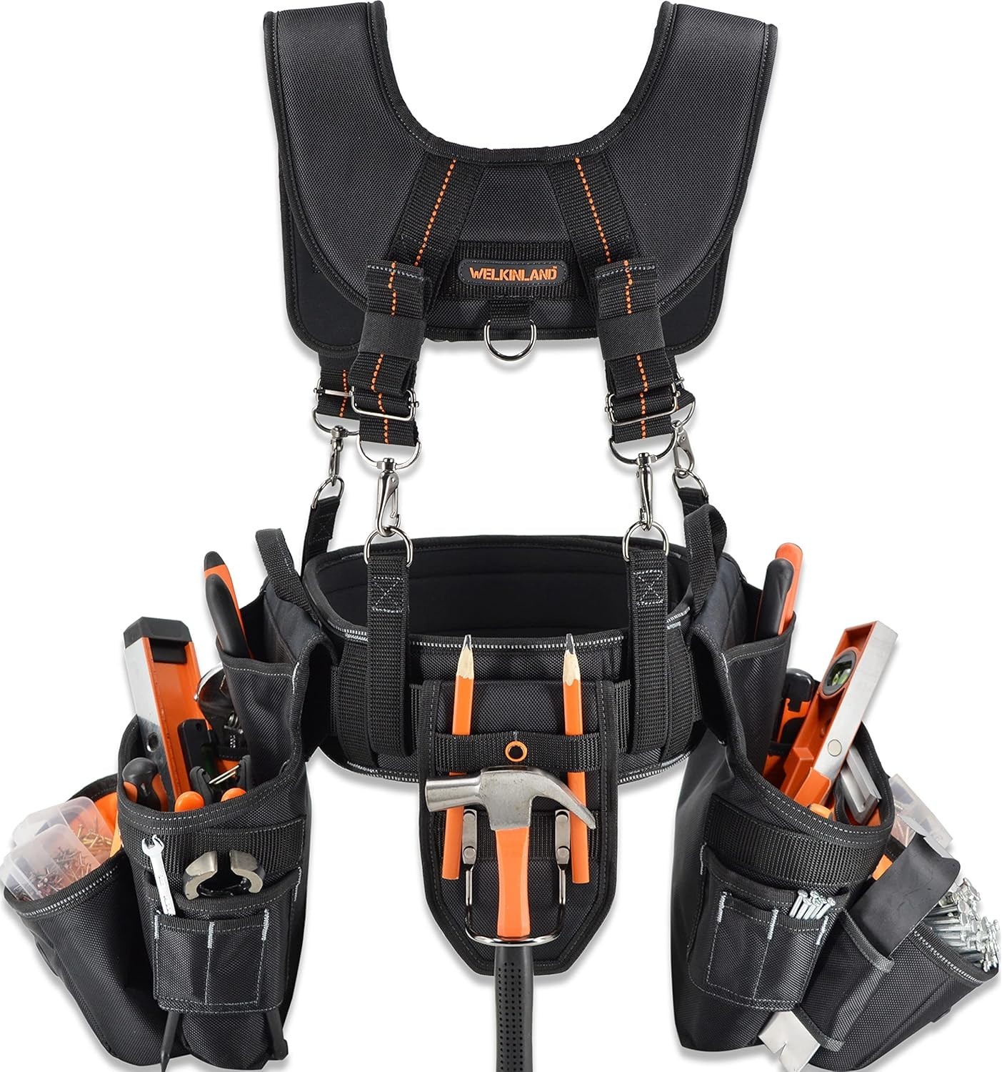 39 Pocket Tool Belt with Suspenders Padded Carpenter Construction Pouch