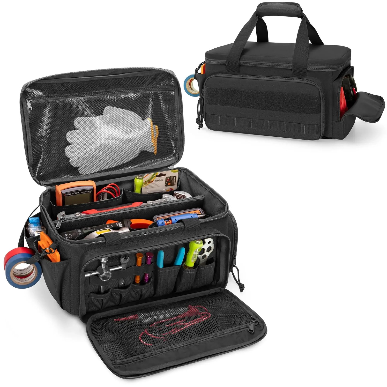 14″ Heavy Duty Tactical Tool Bag Non-Slip Base Durable Portable Tool Storage
