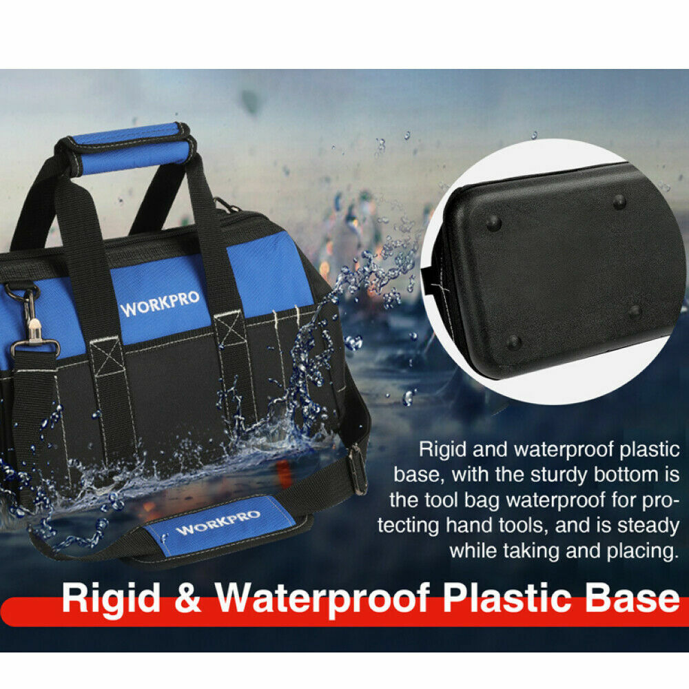 WORKPRO 16”/18″ Durable Tool Bag Wide Mouth Waterproof Heavy Duty Tool Storage