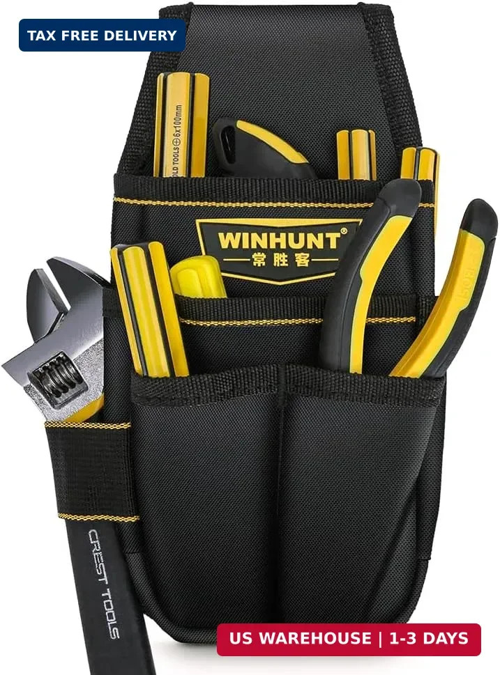 WINHUNT Tool Pouch with Belt, 600D Oxford Cloth, Electrician Tool Pouch 15 Pocke