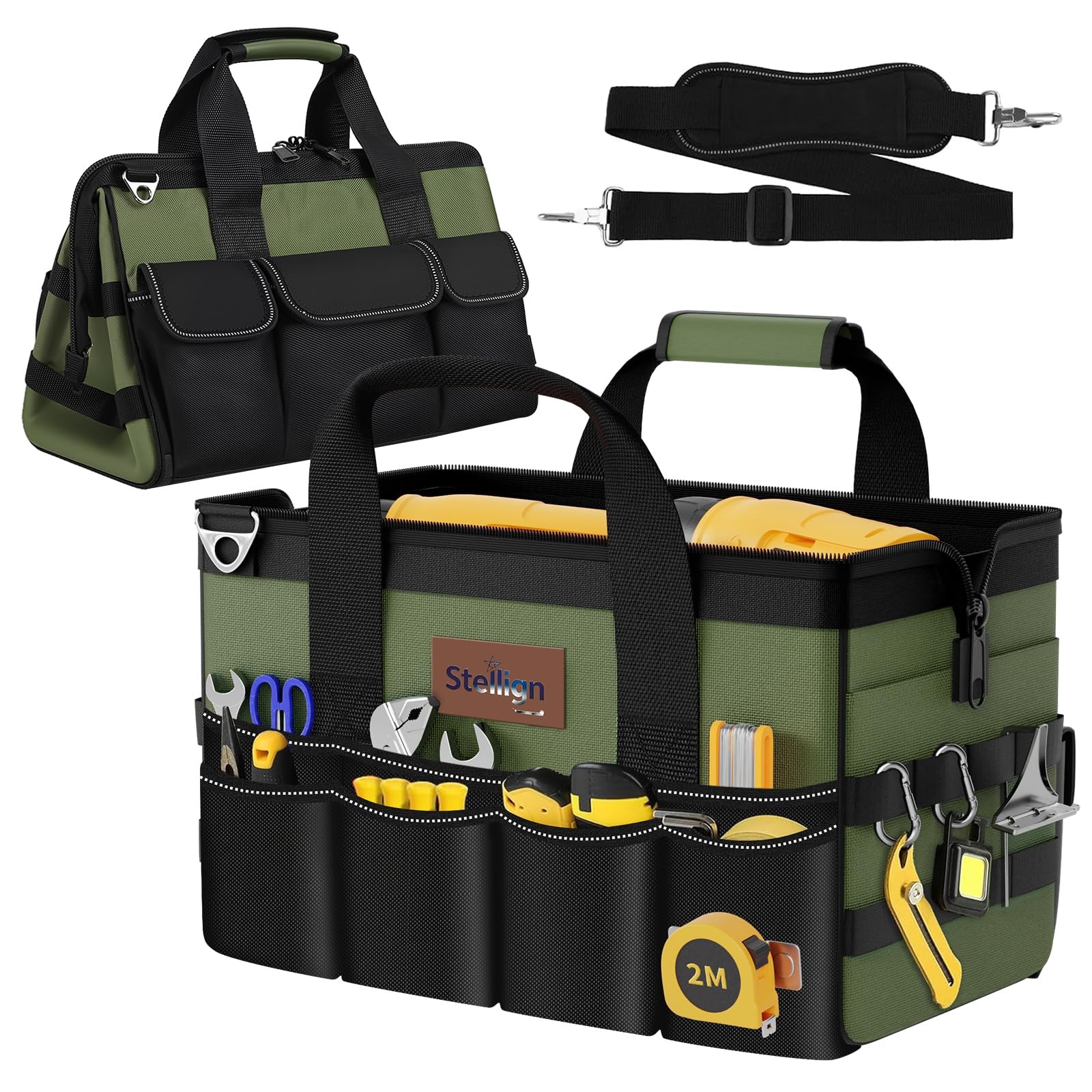 Bolsa herramientas resistente de 40 cm, organizador portátil con 25 bolsillos.