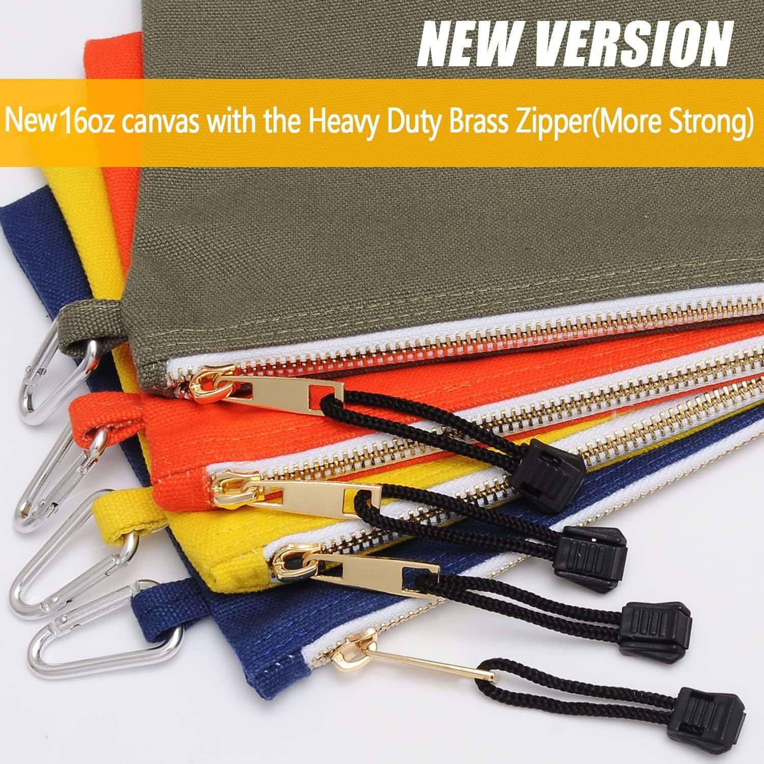 FunOwlet Utility Canvas Zipper Tool Bag ONE SIZE, Olive, Orange, Blue, Yellow