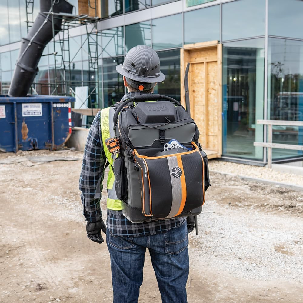 Fire Resistant Ironworker & Welder Backpack with 27 Pockets & Helmet Holder