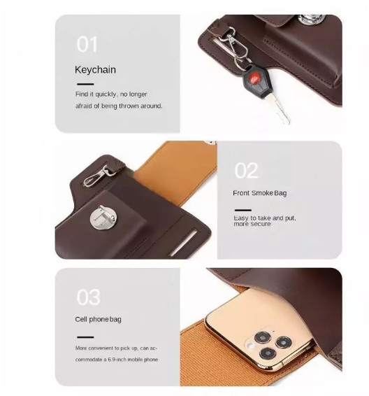 Universal Cell Phone Belt Pack Bag Waist Holster Pouch Vertical Type With Pouch