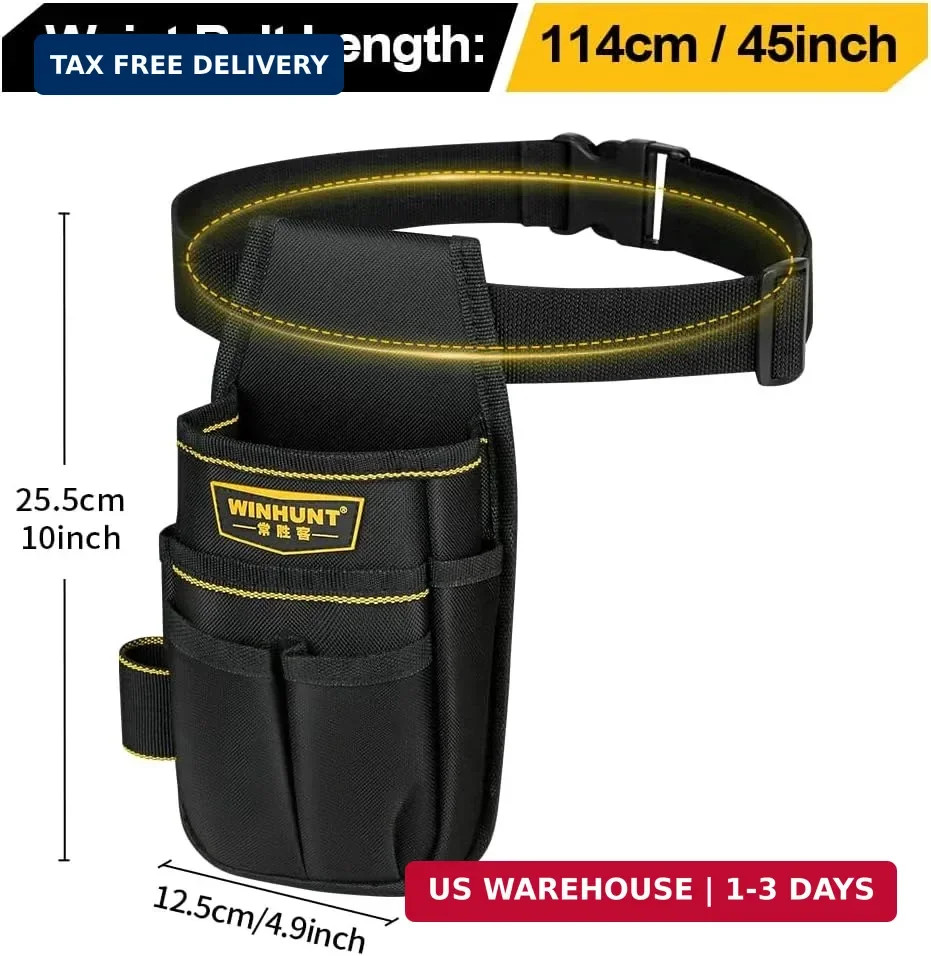 WINHUNT Tool Pouch with Belt, 600D Oxford Cloth, Electrician Tool Pouch 15 Pocke