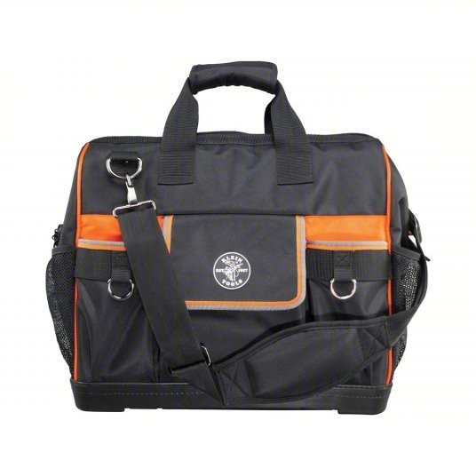 KLEIN TOOLS Tool Bag: 17 1/2″ W x 10″ D x 16″ H, Black, Polyester, 42 Pocket New